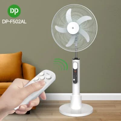 Ventilador de Pedestal Solar DP Light 18" con Batería Recargable - Sistema de Ventilación Híbrido AC/DC/Solar con Iluminación LED